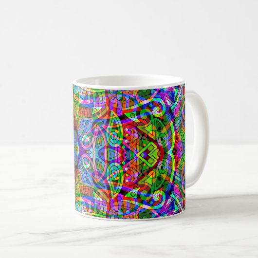 Sketting Fantasy Art - Abstracte Neon Shift 3 Koffiemok (Voorkant rechts)