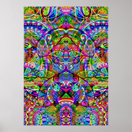Sketting Fantasy Art - Abstracte Neon Shift 3 Poster (Voorkant)