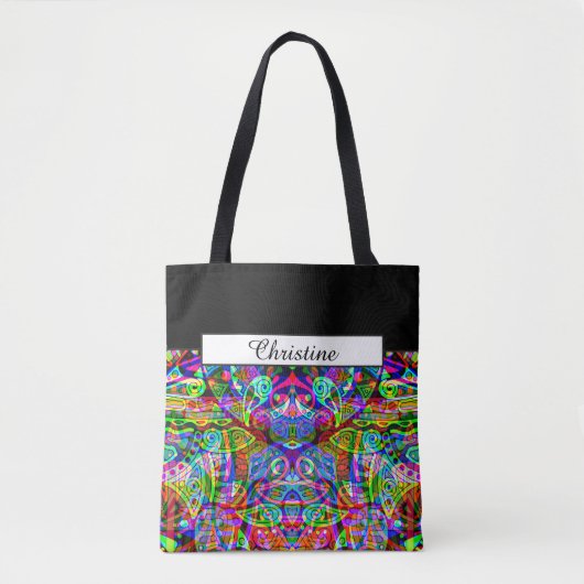 Sketting Fantasy Art - Abstracte Neon Shift 3 Tote Bag (Voorkant)