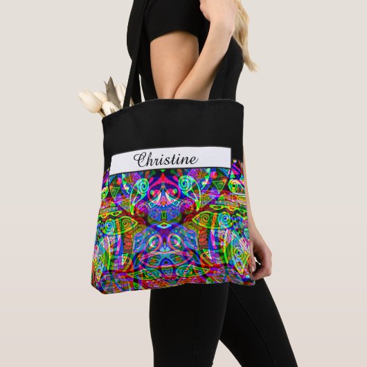 Sketting Fantasy Art - Abstracte Neon Shift 3 Tote Bag (Dichtbij)