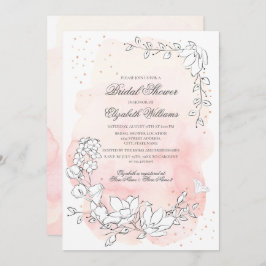 Sketting Floral Blush Pink Vrijgezellenfeest Kaart