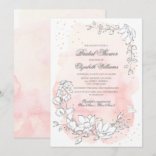 Sketting Floral Blush Pink Vrijgezellenfeest Kaart
