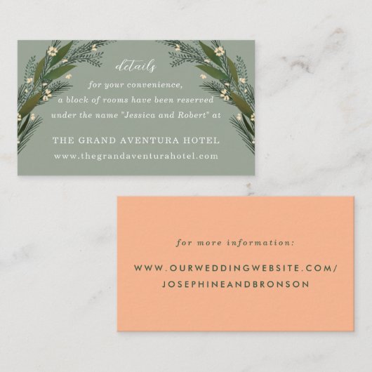 Sketting Flowers laat Greenery Sage Details Informatiekaartje (Voorkant / Achterkant)