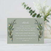 Sketting Flowers laat Greenery Sage Details RSVP Kaartje (Staand voorkant)