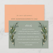 Sketting Flowers laat Greenery Sage Details RSVP Kaartje (Voorkant / Achterkant)