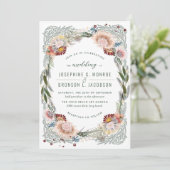 Sketting Flowers Unique White Wedding Invitation (Staand voorkant)