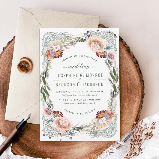 Sketting Flowers Unique White Wedding Kaart