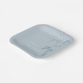 Sketting grasbessen winterstoffige blauwe bruiloft papieren bordje (Gebogen)