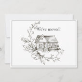 Sketting House Black and White New Address Aankondiging (Voorkant)