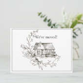 Sketting House Black and White New Address Aankondiging (Staand voorkant)