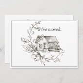 Sketting House Black and White New Address Aankondiging (Voorkant / Achterkant)