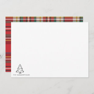 Sketting kerstboom monogram vakantiefamilie notitiekaartje