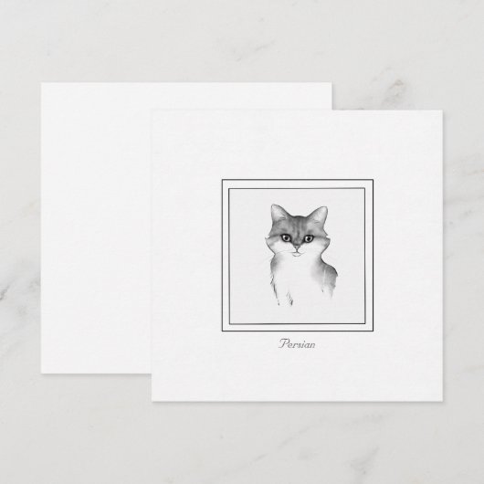 Sketting Persian Cat in zwart-wit Notitiekaartje (Voorkant / Achterkant)