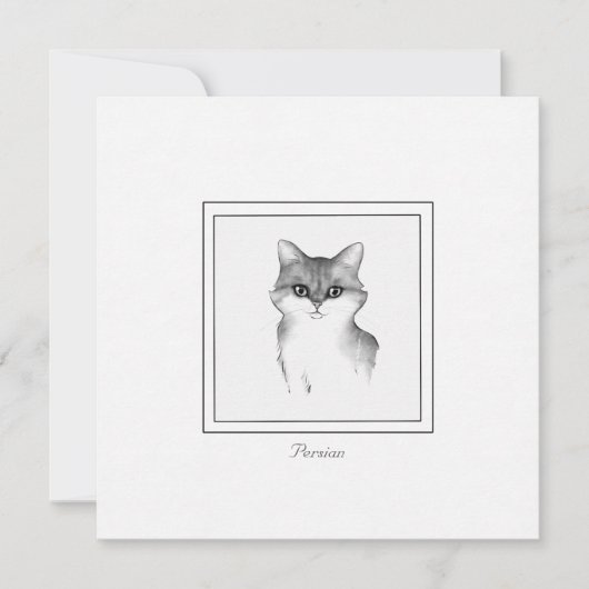 Sketting Persian Cat in zwart-wit Notitiekaartje (Voorkant)