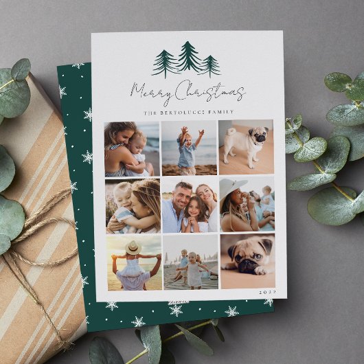 Sketting Pines Photo Collage Feestdagenkaart
