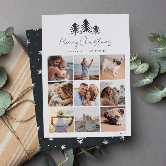 Sketting Pines Photo Collage Feestdagenkaart