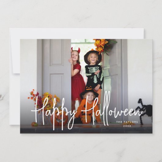 Sketting Script Halloween-fotokaart Kaart (Voorkant)