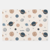 Skettingpatroon voor zonnesysteem inpakpapier vel (Voorkant 3)