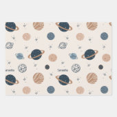 Skettingpatroon voor zonnesysteem inpakpapier vel (Voorkant 2)