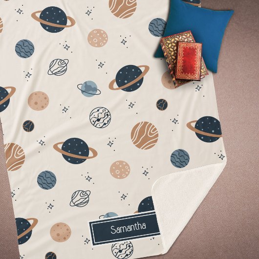 Skettingpatroon voor zonnesysteem sherpa deken