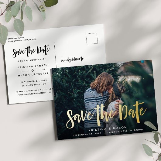 Skettingscript | Foto Wedding Save the Date Folie Uitnodiging Briefkaart