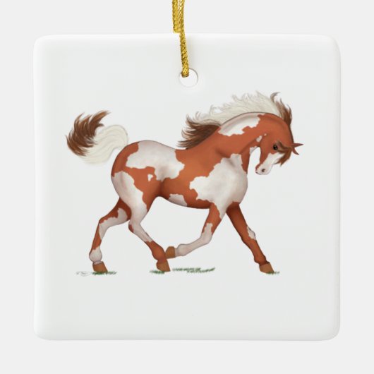 Skewbald Overo Paint Horse Pony Memorial Keramisch Ornament (Voorkant)