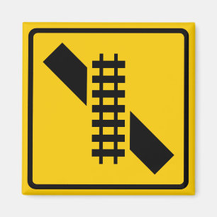 Skewed Rail Crossing Highway Sign Magneet