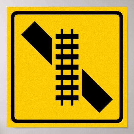 Skewed Rail Crossing Highway Sign Poster (Voorkant)