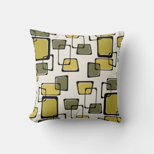 Skewed Squares Mideeuw Pattern Chartreuse Kussen