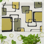 Skewed Squares Mideeuw Pattern Chartreuse Theedoek (Gevouwen)