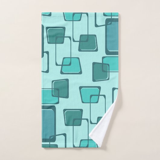Skewed Squares Mideeuw Turquoise Bad Handdoek (Handdoek)