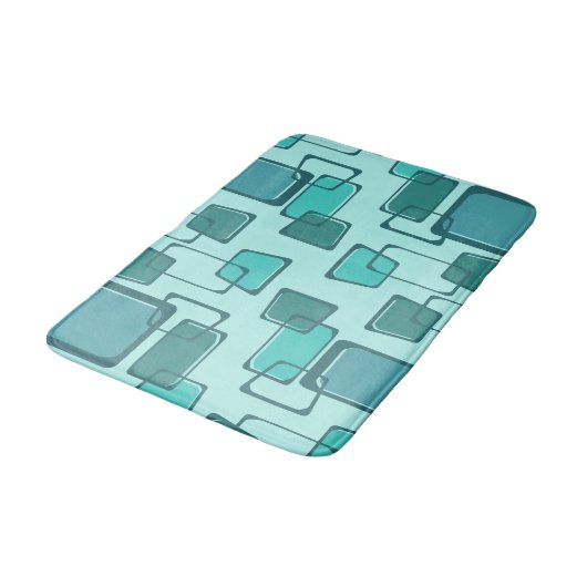 Skewed Squares Mideeuw Turquoise Badmat (Gekanteld)