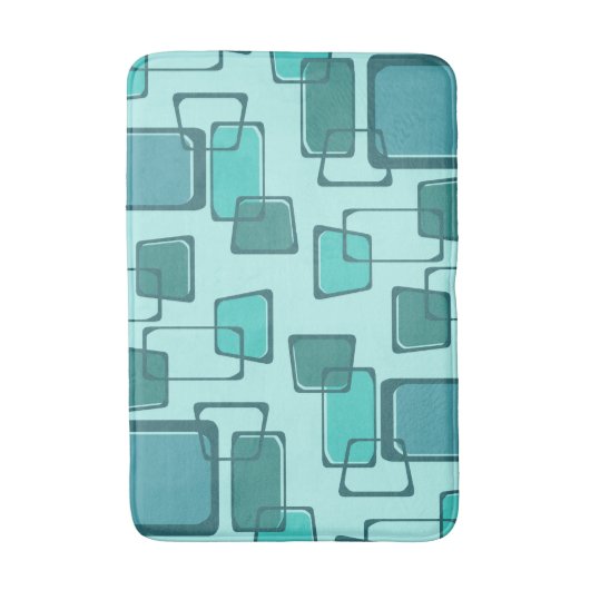 Skewed Squares Mideeuw Turquoise Badmat (Voorkant Verticaal)