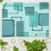 Skewed Squares Mideeuw Turquoise Theedoek (Gevouwen)