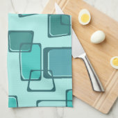 Skewed Squares Mideeuw Turquoise Theedoek (Quarter Fold)