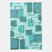 Skewed Squares Mideeuw Turquoise Theedoek (Verticaal)