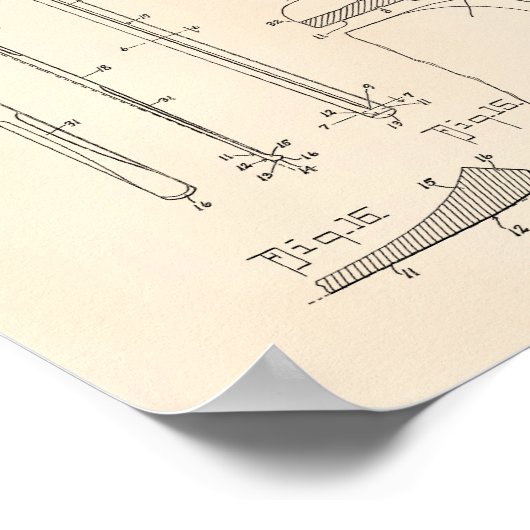 Ski 1937 Patent Art Old Peper Poster (Hoek)