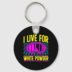 Ski 90s 80s Skiset Ik leef voor Witte Poeder Sleutelhanger
