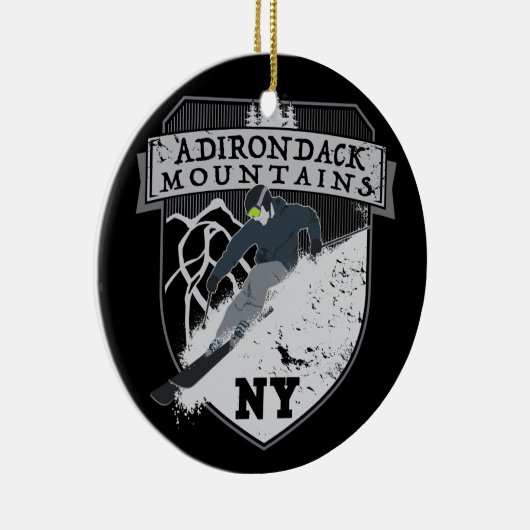 Ski Adirondack Mountains, NY Keramisch Ornament (Rechts)