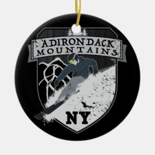Ski Adirondack Mountains, NY Keramisch Ornament
