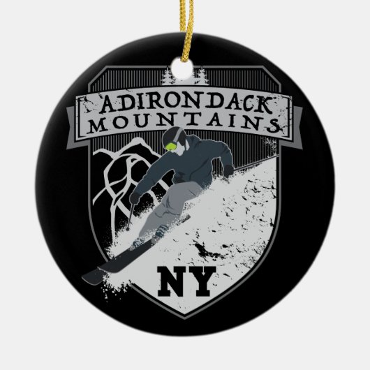 Ski Adirondack Mountains, NY Keramisch Ornament (Voorkant)