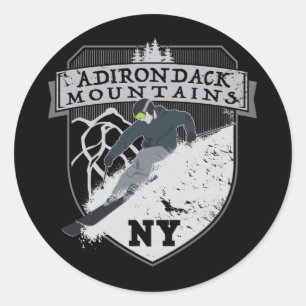 Ski Adirondack Mountains, NY Ronde Sticker
