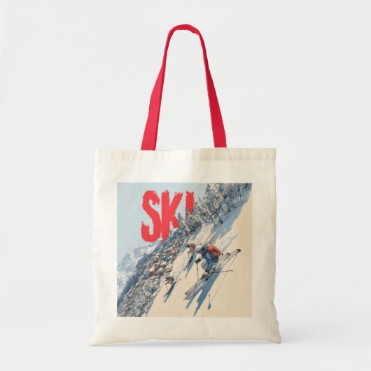 Ski Adventure on Mountain Slope Tote Bag (Voorkant)