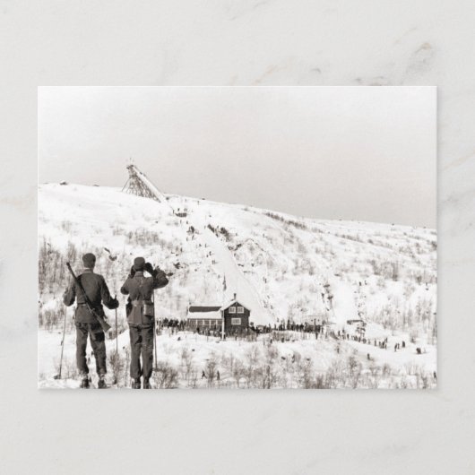 ski-afbeelding, een oogje in het zeil houden briefkaart (Voorkant)