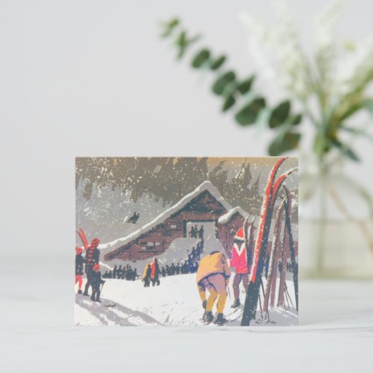  ski-afbeelding, klaar om te concurreren briefkaart (Staand voorkant)