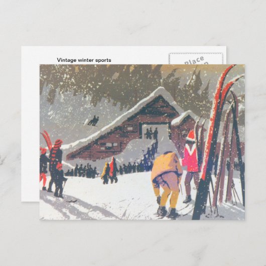 ski-afbeelding, klaar om te concurreren briefkaart (Voorkant / Achterkant)