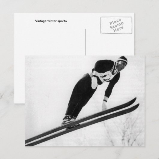  ski-afbeelding, opstijgen! briefkaart (Voorkant / Achterkant)