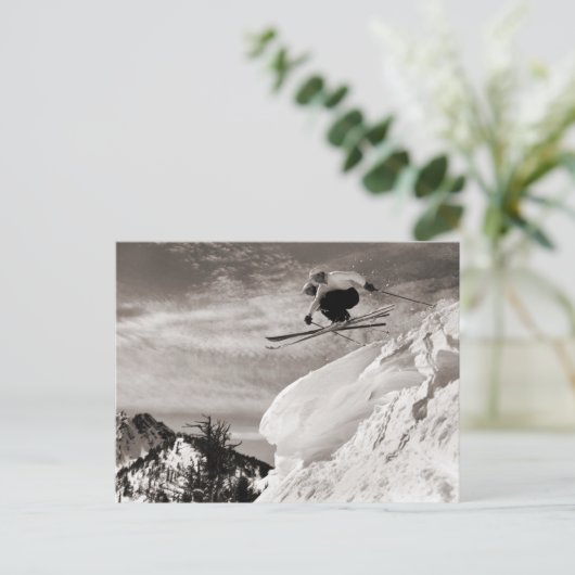  ski-afbeelding, samenpompen briefkaart (Staand voorkant)