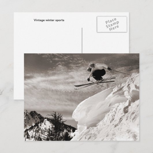 ski-afbeelding, samenpompen briefkaart (Voorkant / Achterkant)