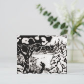  ski-afbeelding, sneeuwscootwood briefkaart (Staand voorkant)